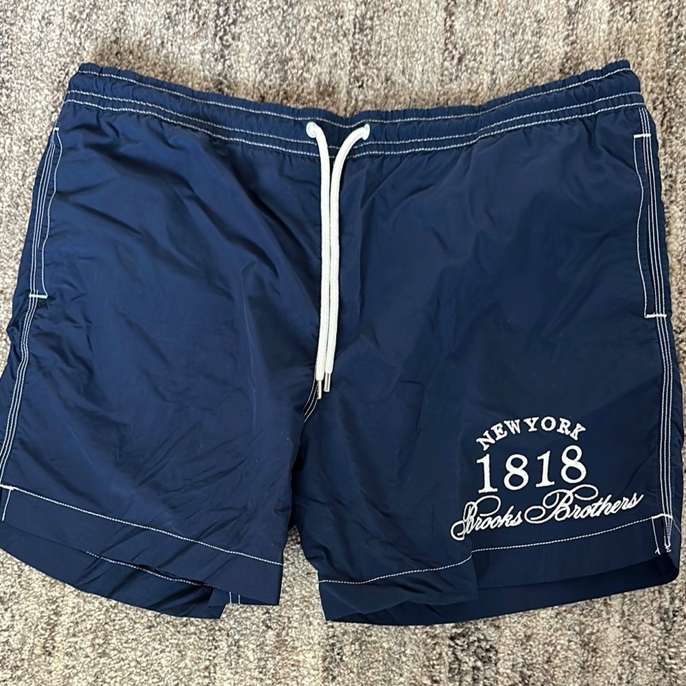 Brooks Brothers Blue Swim Trunks with Comfortable Fit